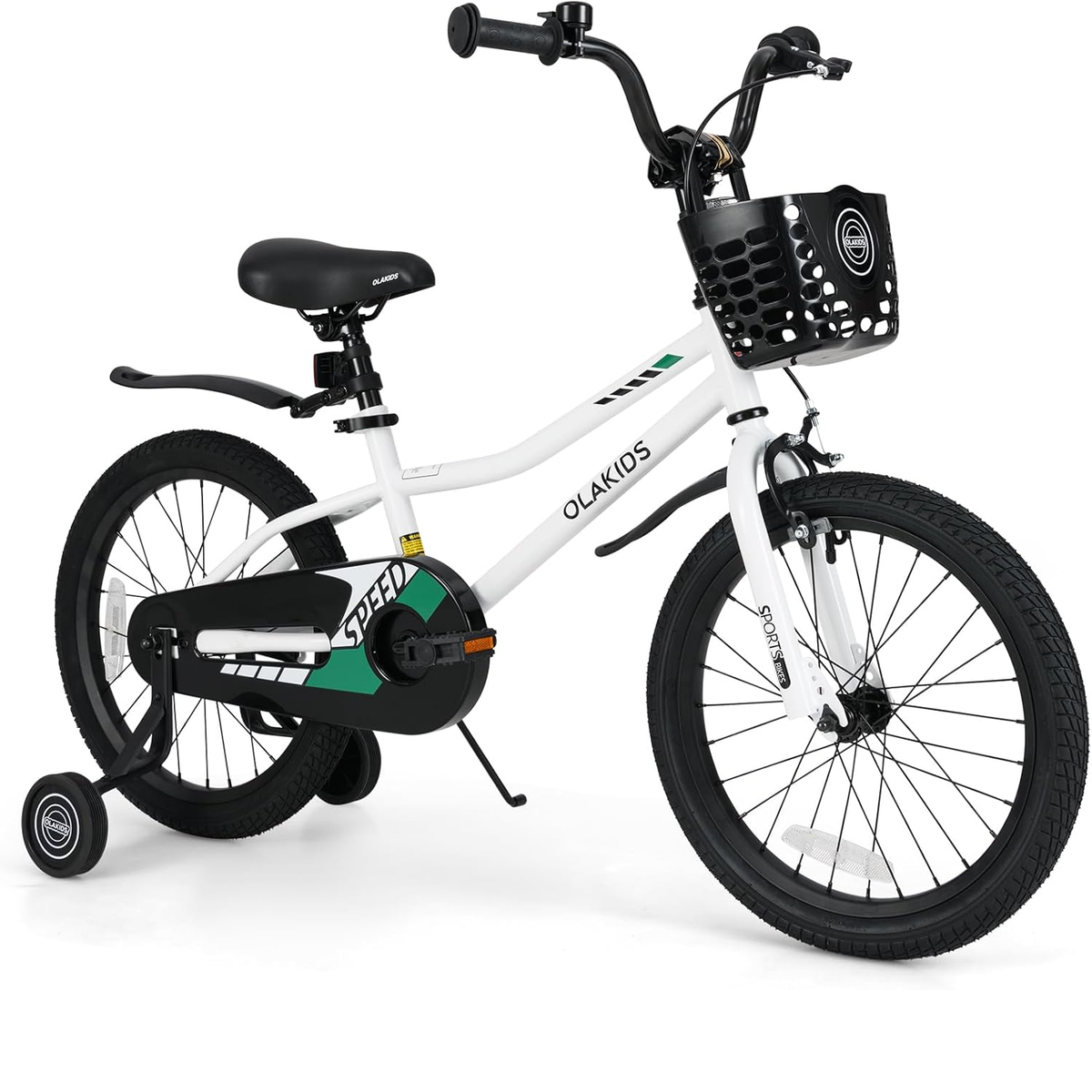 Olakids Speed Kids’ Bike with Basket – White
